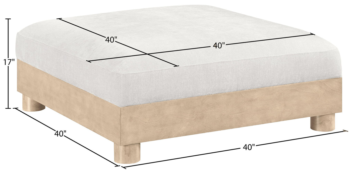 Turin - Chenille Fabric Upholstered Modular Ottoman - Natural Base - Simple Home Plus