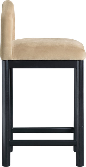 Conrad - Velvet Counter Stool With Black Legs - Simple Home Plus