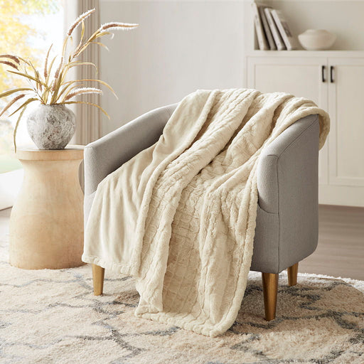 Zuri - Oversized Heated Throw - Ivory Texture - Simple Home Plus