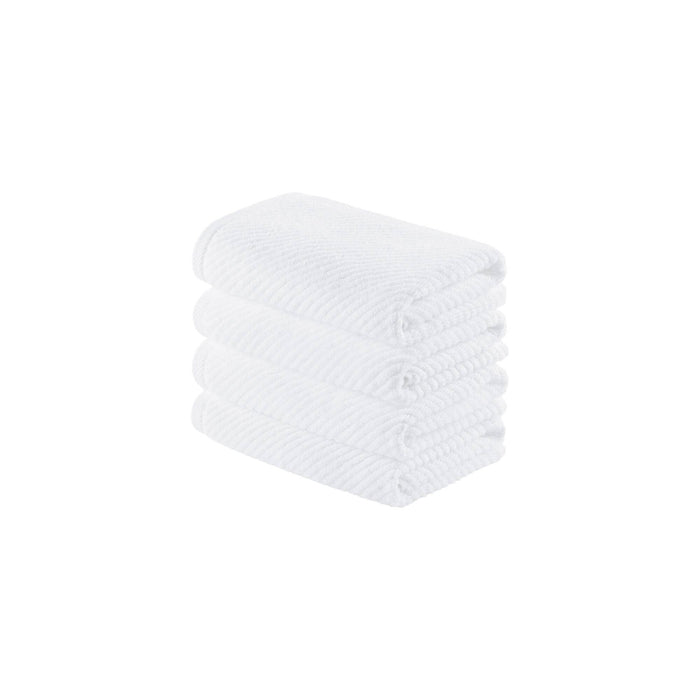 Diagonal Ribbed - 4 Piece Hand Towels Set - White - Simple Home Plus