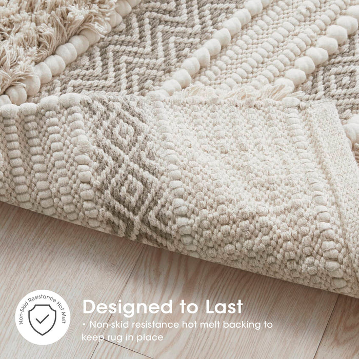 Asher - 22" x 58" Woven Texture Stripe Bath Rug - Natural - Simple Home Plus