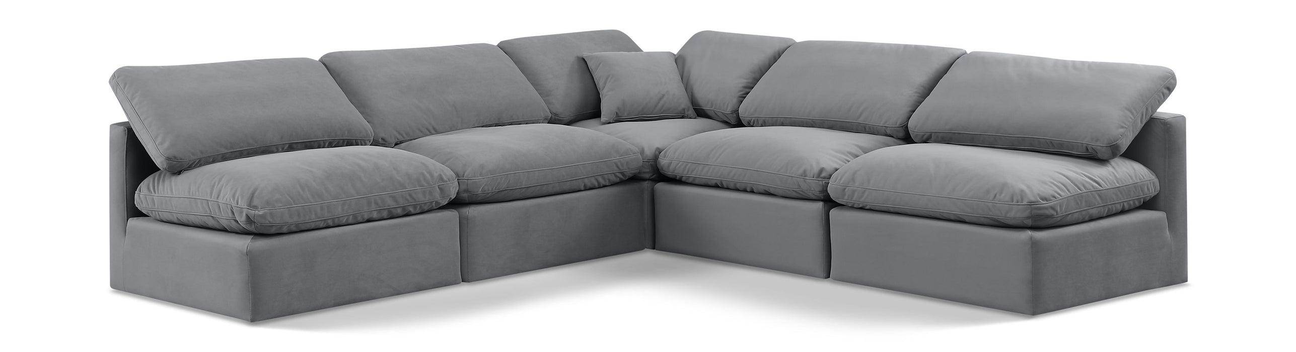 Indulge - Velvet 5 Piece Modular Corner Armless Sectional - Simple Home Plus