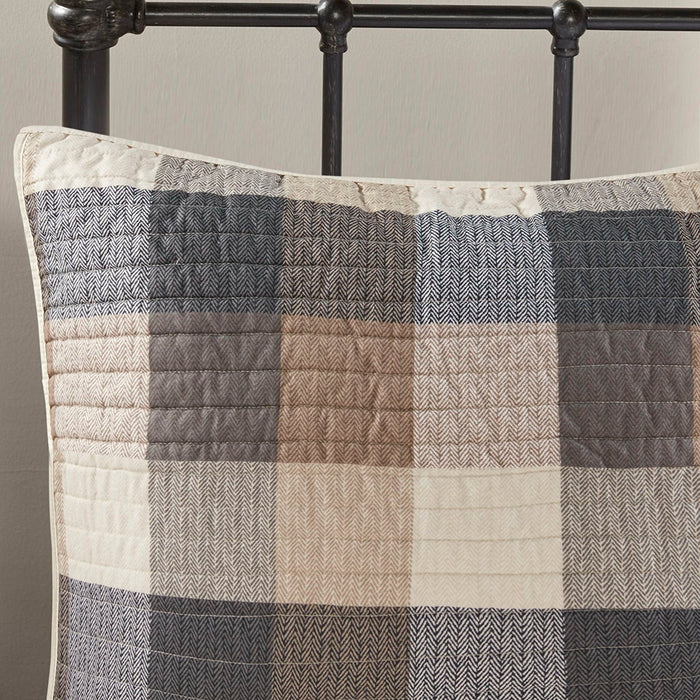 Ridge - King 6 Piece Herringbone Coverlet Set - Neutral - Simple Home Plus