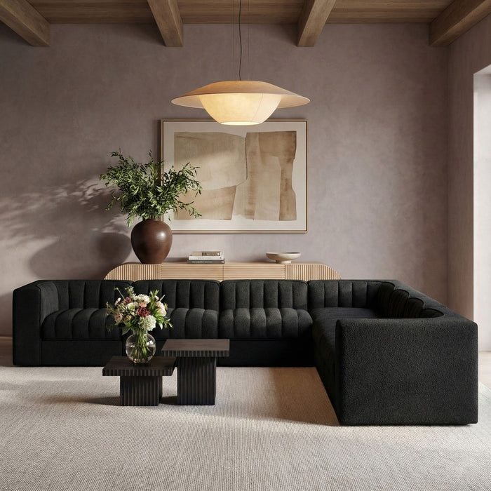 Rummi - Symmetrical Velvet Performance Fabric Upholstered 7 Piece Modular Sectional (With 3 Corner Chairs) - Simple Home Plus