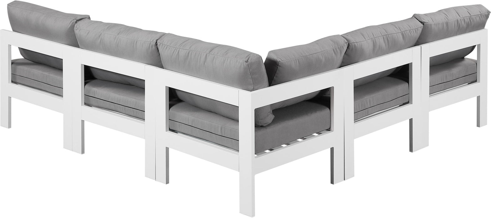 Nizuc - Outdoor Patio 5 Piece Modular Sectional With White Frame - Simple Home Plus