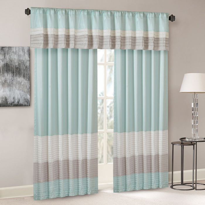 Amherst - Polyoni Pintuck Valance - Aqua - Simple Home Plus