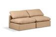 Indulge - Faux Leather 2 Seat Modular Armless Sofa - Tan - Simple Home Plus