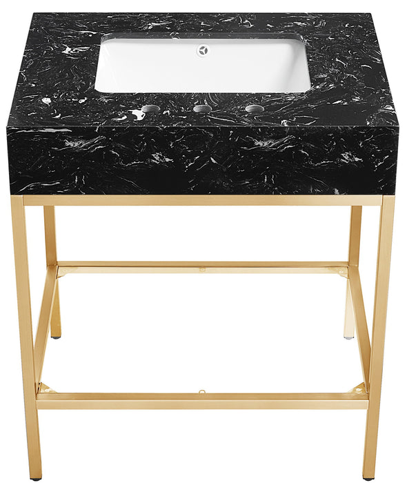 Marmo - Engineered Marble Bathroom Vanity With Gold Base - Simple Home Plus