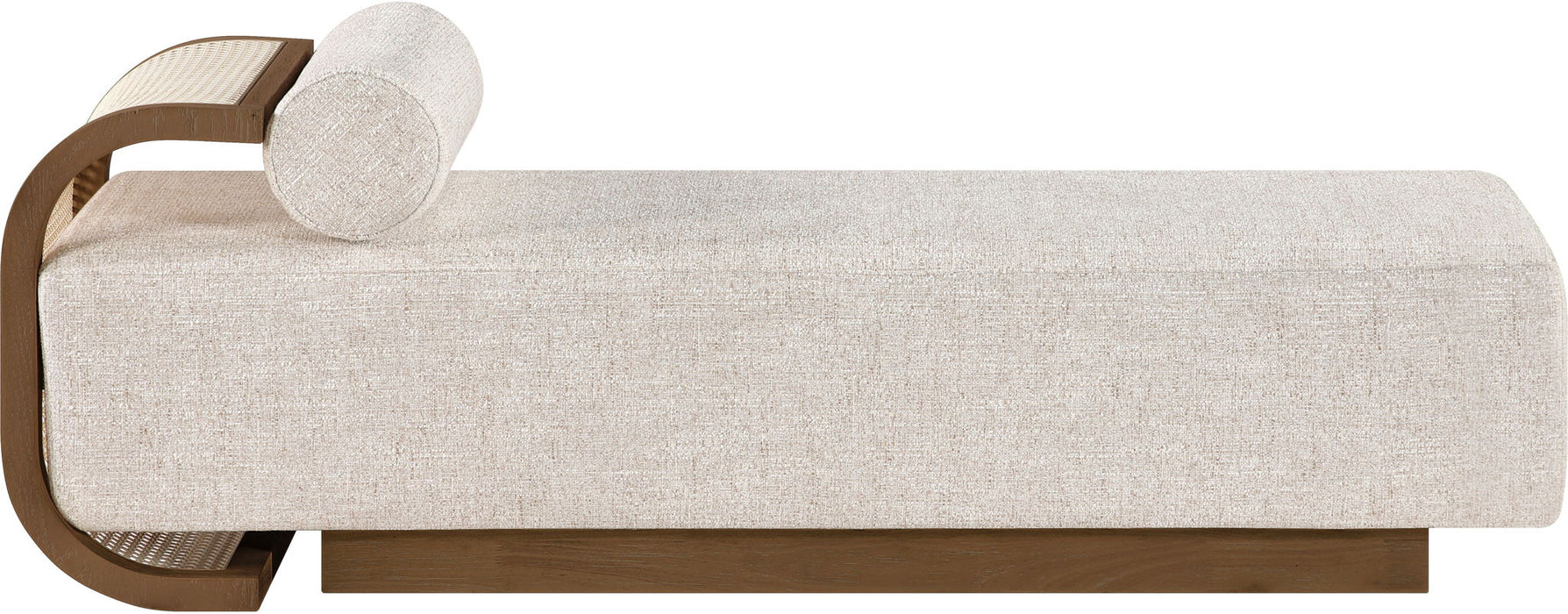 Zephyr - Linen Textured Fabric Upholstered Chaise - Painted Brown Walnut Base - Simple Home Plus