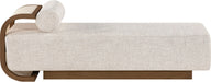 Zephyr - Linen Textured Fabric Upholstered Chaise - Painted Brown Walnut Base - Simple Home Plus