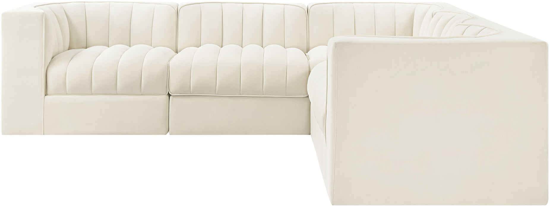 Rummi - Symmetrical Velvet Performance Fabric Upholstered 5 Piece Modular Sectional - Simple Home Plus