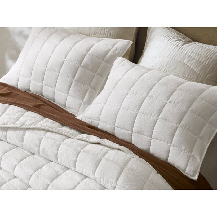 100% Linen - King/California King Linen Garment Washed Quilt Set - White - Simple Home Plus