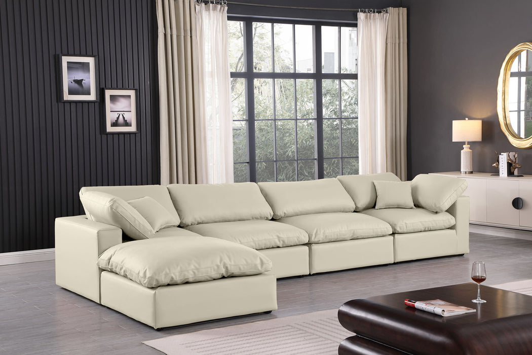 Comfy - 5 Piece Faux Leather Modular Sectional With Chaise - Simple Home Plus