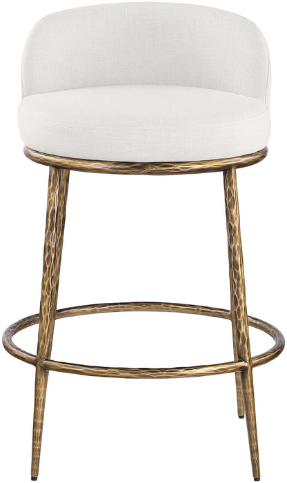 Ferro - Linen Textured Performance Fabric Upholstered Counter Stool - Cream / Brushed Gold - Simple Home Plus