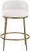 Ferro - Linen Textured Performance Fabric Upholstered Counter Stool - Cream / Brushed Gold - Simple Home Plus