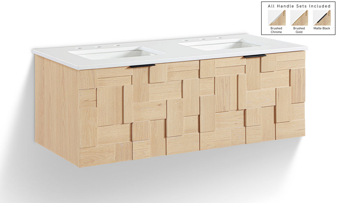 Leonardo - Engineered Stone And Solid Wood 24" Wall Mounted Bathroom Vanity - Simple Home Plus