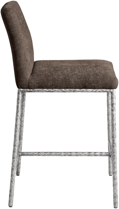 Reeves - Chenille Fabric Upholstered Counter Stool (Set of 2) - Silver Base - Simple Home Plus