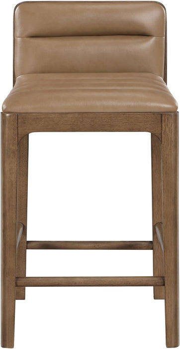 Ellis - Vegan Leather Upholstered Counter Stool (Set of 2) - Tan - Simple Home Plus