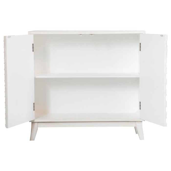Gambon - 2 Door Wood Honeycomb Pattern Accent Cabinet - White - Simple Home Plus