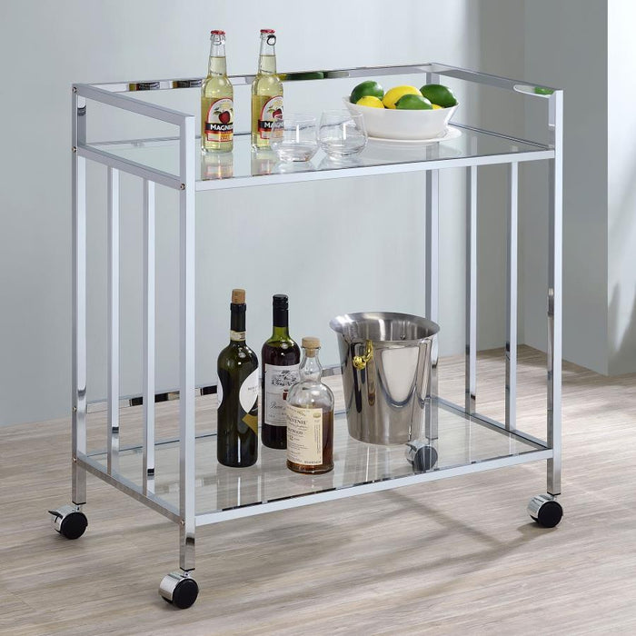 Cara - 2-tier Rectangular Glass Shelf Metal Bar Cart - Simple Home Plus
