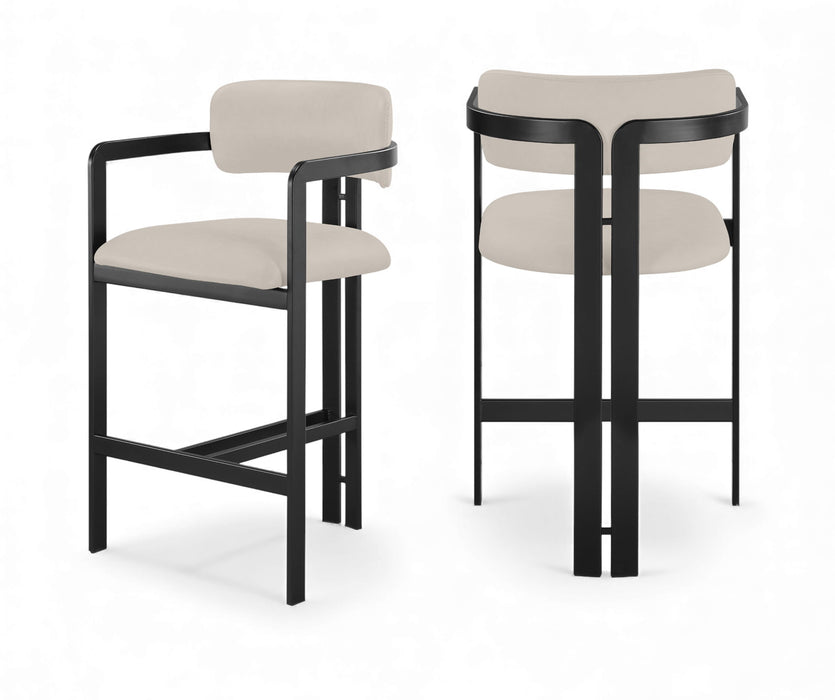 Aurum - Vegan Leather Upholstered Counter Stool - Taupe - Simple Home Plus