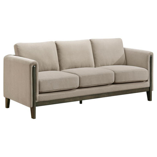 Islington - Fabric Upholstered Panel Arm Sofa - Taupe - Simple Home Plus