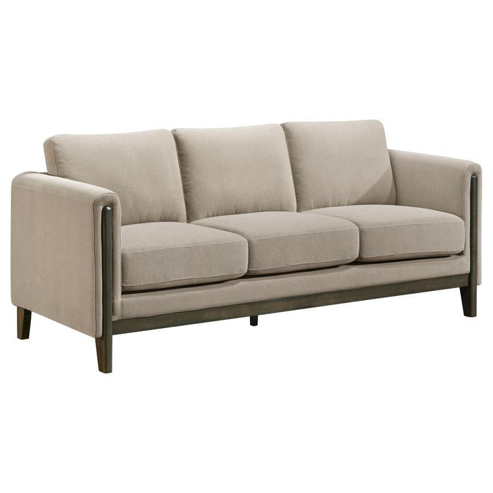 Islington - Fabric Upholstered Panel Arm Sofa - Taupe - Simple Home Plus
