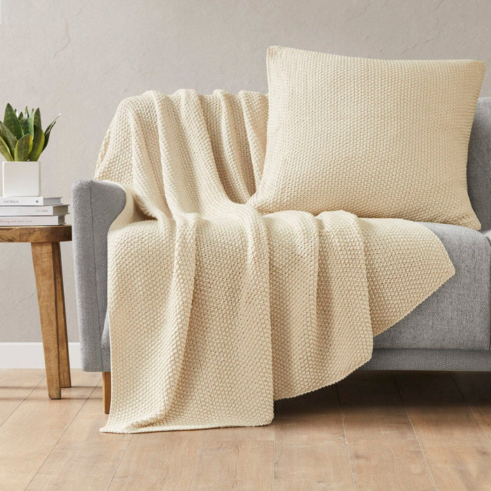 Bree Knit - Euro Pillow Cover - Ivory - Simple Home Plus