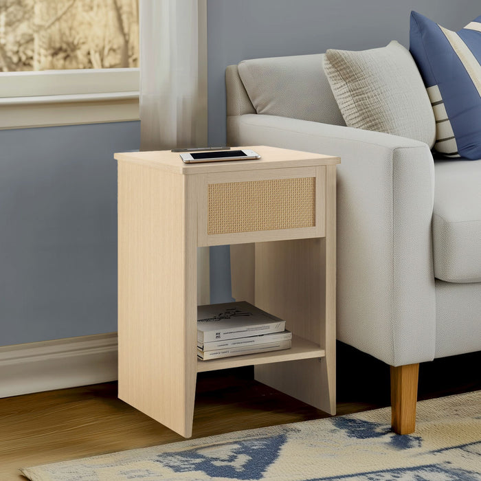 Lennox - Accent Side Table With Drawer Storage & Lower Open Shelf - Natural - Simple Home Plus