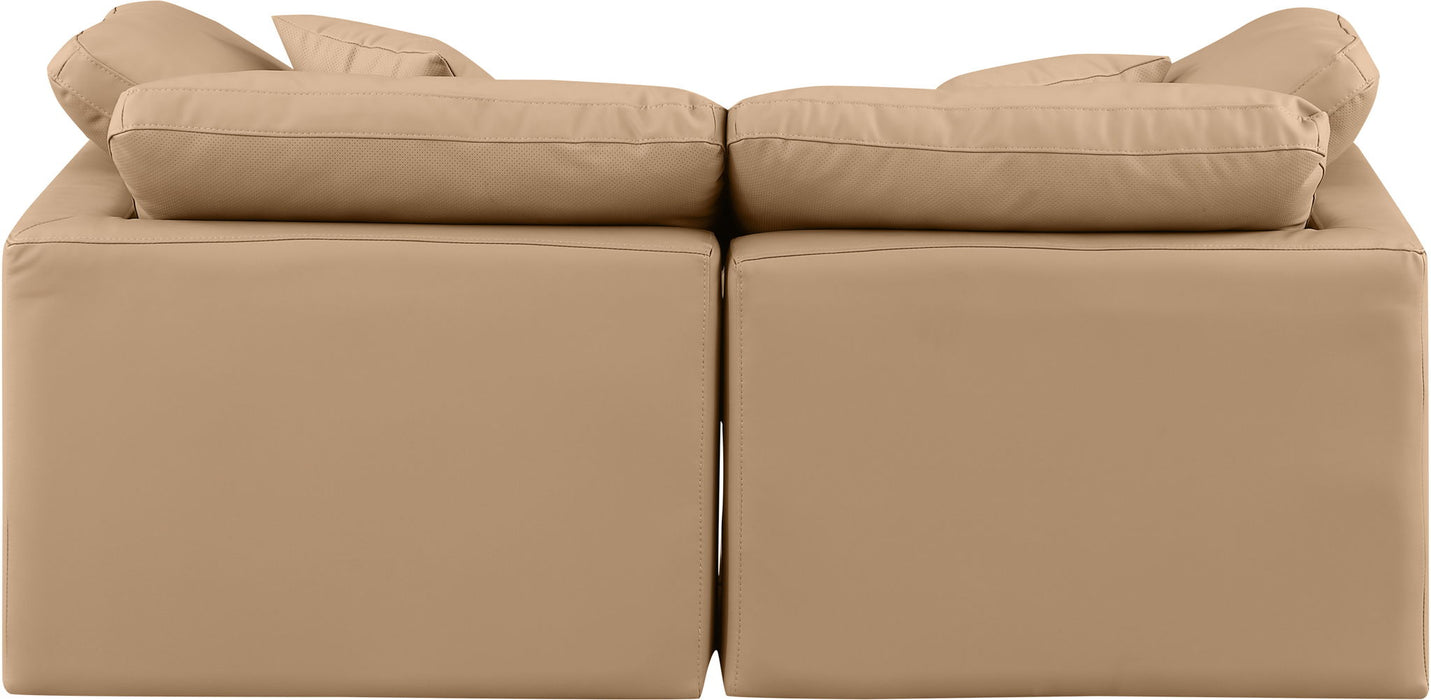 Indulge - Faux Leather 2 Piece Modular Sofa - Tan - Simple Home Plus