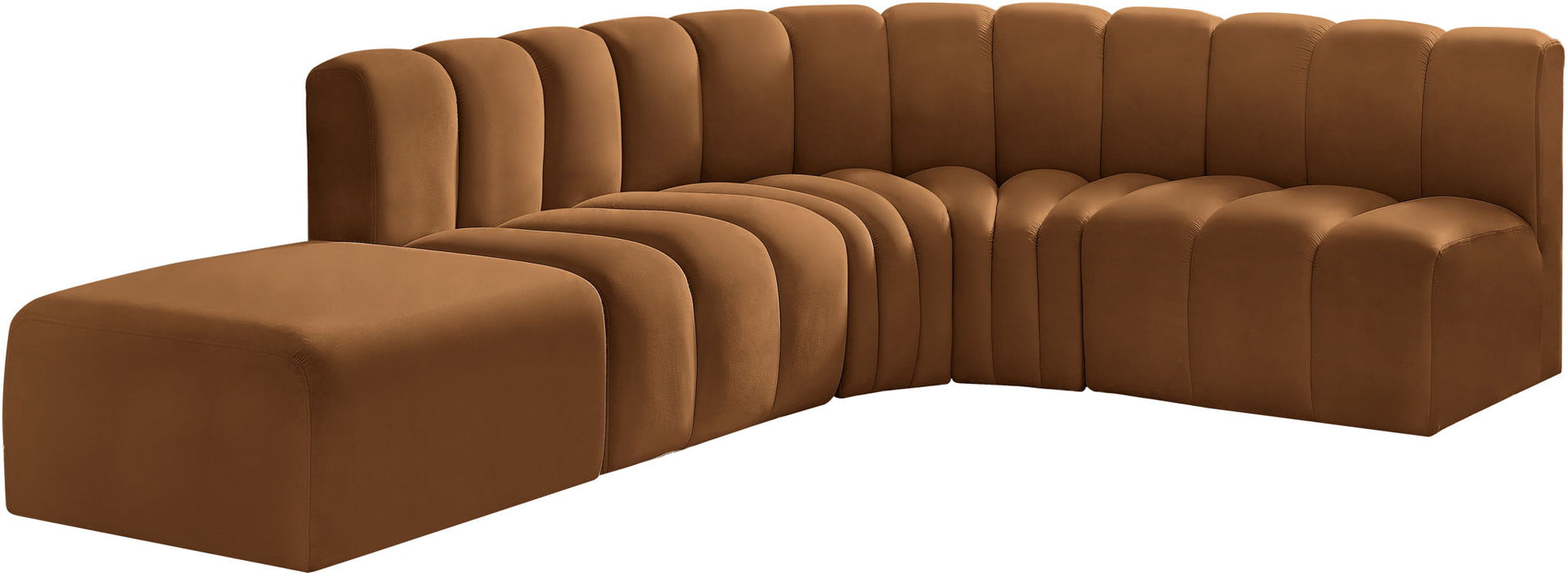 Arc - Velvet 5 Piece Corner Modular Sofa - Saddle - Simple Home Plus