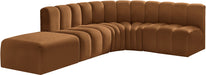 Arc - Velvet 5 Piece Corner Modular Sofa - Saddle - Simple Home Plus
