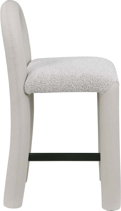 Amari - Vegan Leather and Boucle Fabric Stool - Simple Home Plus