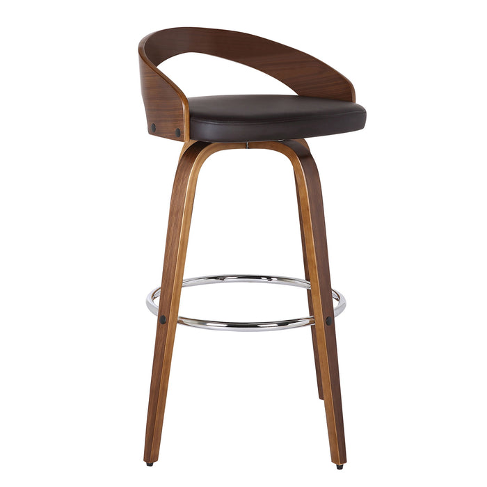 Sonia - 26" Counter Height Swivel Bar Stool - Walnut Wood - Simple Home Plus