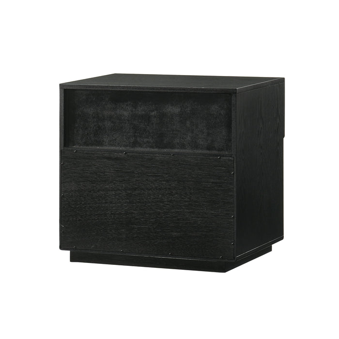 Petra - 1 Drawer Wood Nightstand - Black - Simple Home Plus