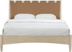 Santos - Vegan Leather Headboard And Wood Bed - Waxed Natural Frame - Simple Home Plus