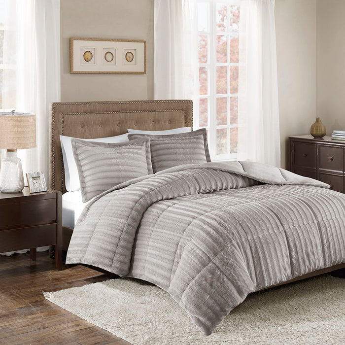 Duke - King Comforter Mini Set - Gray - Simple Home Plus