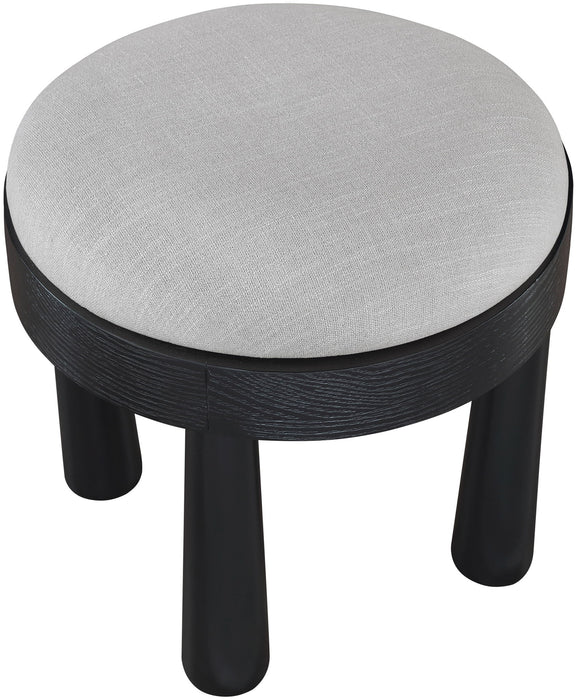 Larea - Linen Textured Fabric Ottoman - Black Base - Simple Home Plus