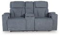 Studio Cave - Steel - Power Reclining Loveseat with Console - Simple Home Plus