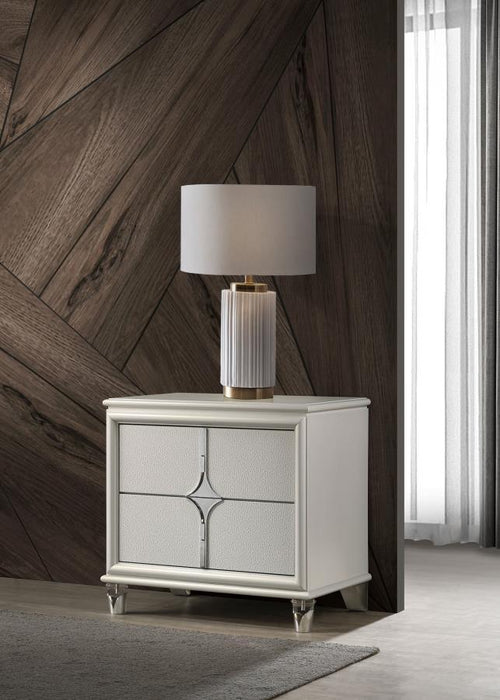 Olivia - 2-Drawer Nightstand Bedside Table - Pearl White - Simple Home Plus