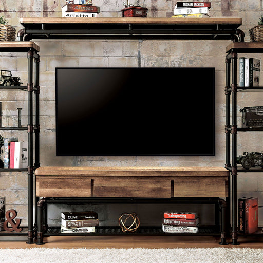 Kebbyll - TV Stand - Antique Black / Natural Tone - Simple Home Plus