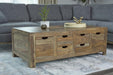 Esther - 6-Drawer Solid Wood Coffee Table - Natural - Simple Home Plus