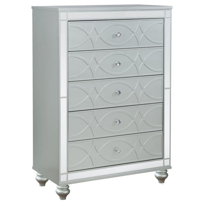 Gunnison - 5-Drawer Bedroom Chest - Silver Metallic - Simple Home Plus