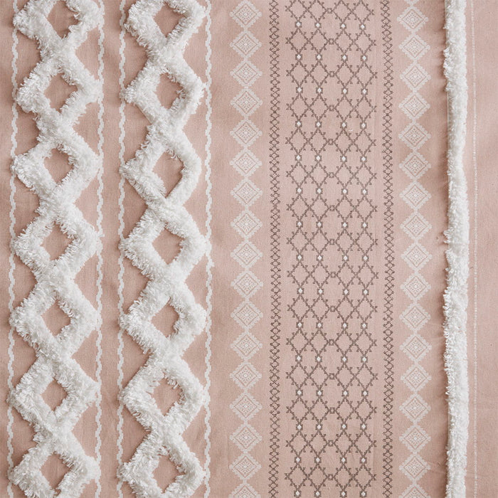 Imani - Printed Window Panel With Stripe And Lining - Blush - Simple Home Plus