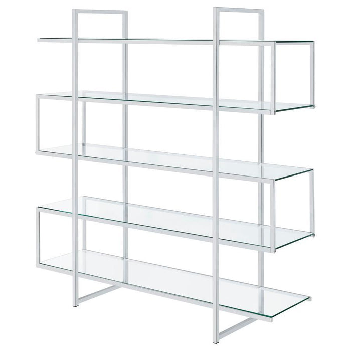 Elmer - 5-Shelf Bookshelf - Clear And Chrome - Simple Home Plus