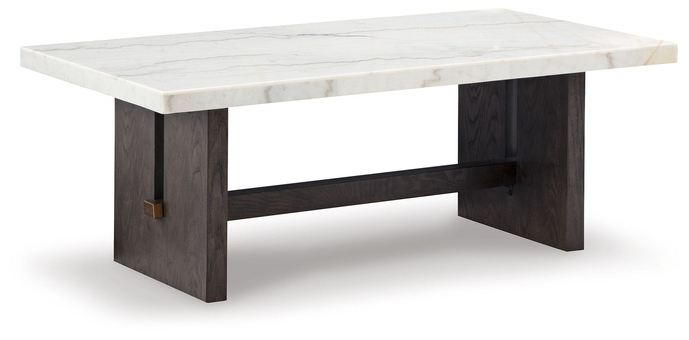 Burkhaus - White / Dark Brown - Rectangular Cocktail Table - Simple Home Plus
