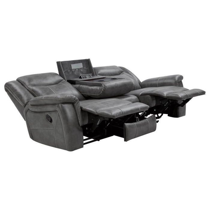 Conrad - Upholstered Padded Arm Motion Sofa - Gray - Simple Home Plus