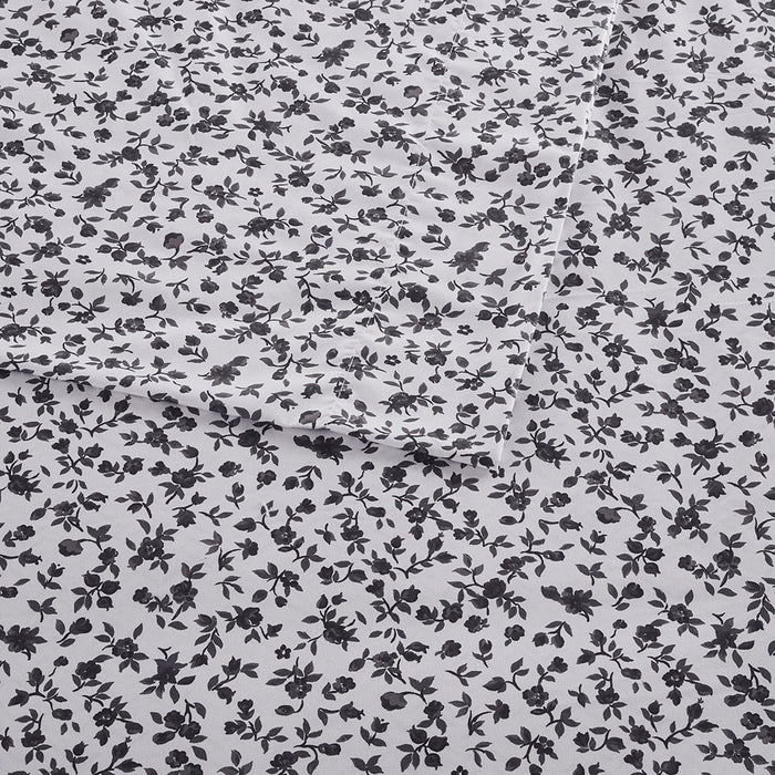 Printed Microfiber - King Sheet Set - Black Floral
