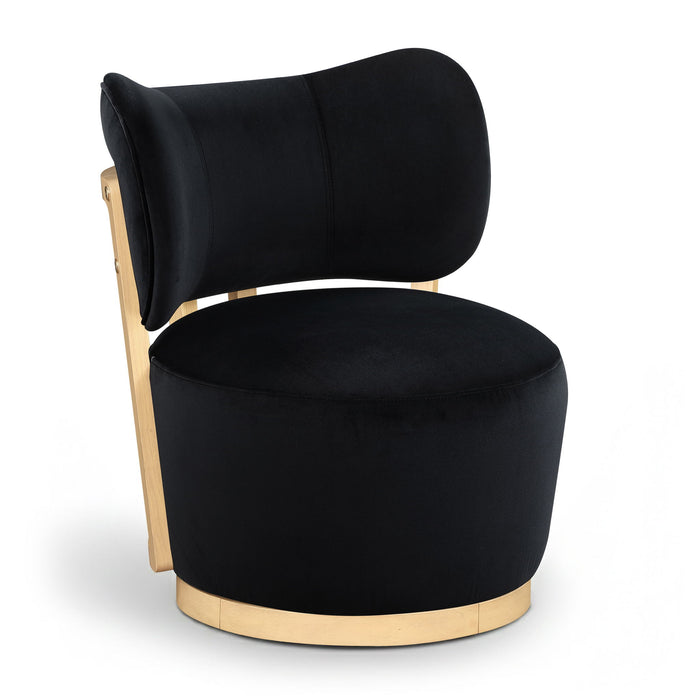 Elara - Velvet Upholstered Swivel Accent Chair - Stained Natural - Simple Home Plus
