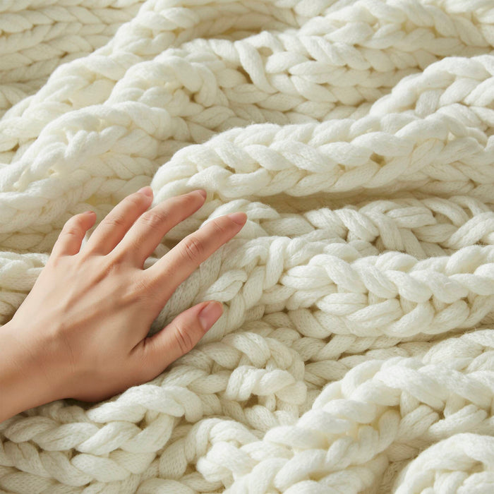 Chunky Double Knit - Handmade Throw - Ivory - Simple Home Plus
